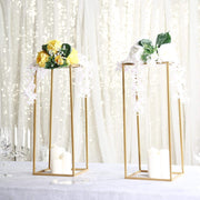2 pcs 24" tall Geometric Metal Stands Wedding Flower Vase Holders - Matte Gold IRON_STND01_24_GOLD
