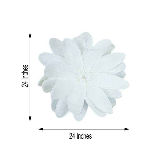 2 pcs 24" wide Artificial Dahlia Flowers for Wall Backdrop - White FOAM_FLO004_24_WHT