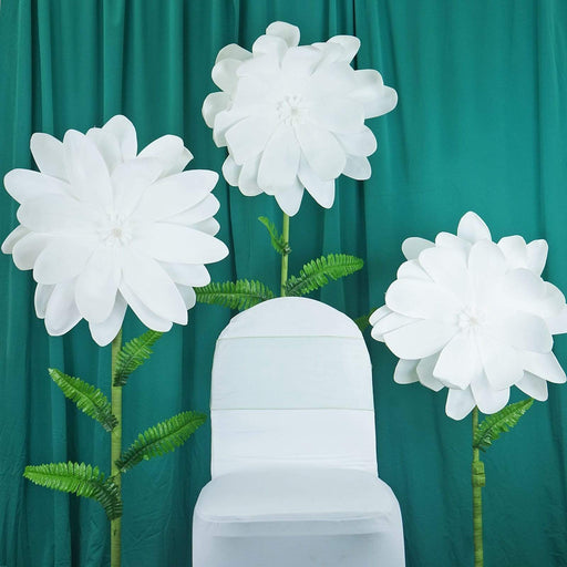 2 pcs 24" wide Artificial Dahlia Flowers for Wall Backdrop - White FOAM_FLO004_24_WHT