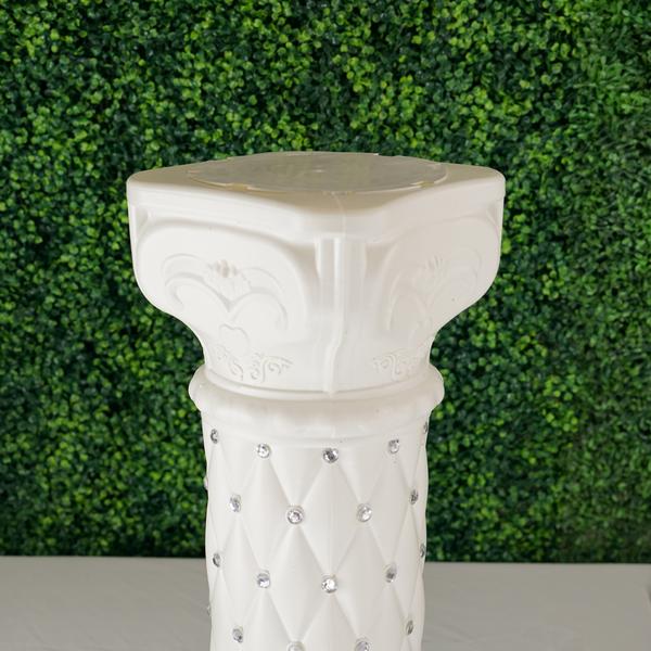 2 pcs 25" tall French Decorative Columns Beaded Pedestal Stands - White PROP_ROMA_11