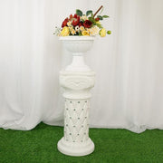 2 pcs 25" tall French Decorative Columns Beaded Pedestal Stands - White PROP_ROMA_11