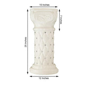 2 pcs 25" tall French Decorative Columns Beaded Pedestal Stands - White PROP_ROMA_11