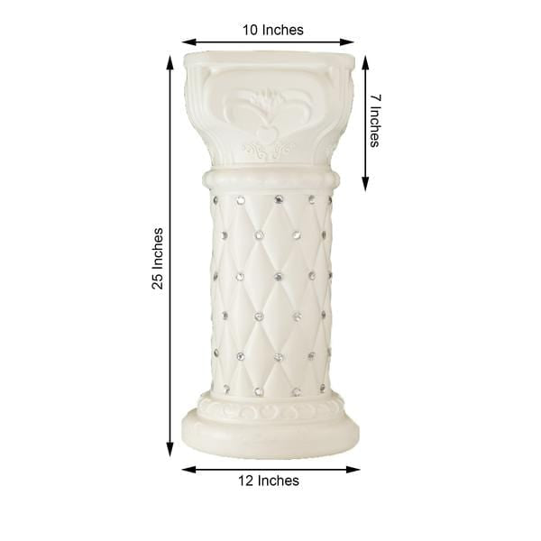 2 pcs 25" tall French Decorative Columns Beaded Pedestal Stands - White PROP_ROMA_11