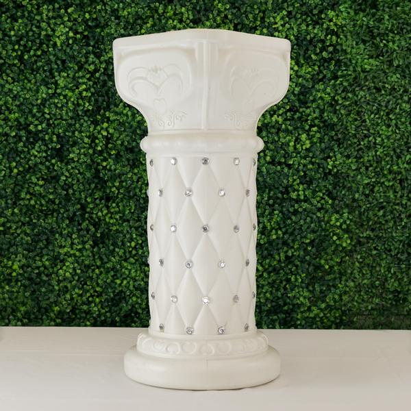 2 pcs 25" tall French Decorative Columns Beaded Pedestal Stands - White PROP_ROMA_11