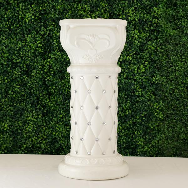 2 pcs 25" tall French Decorative Columns Beaded Pedestal Stands - White PROP_ROMA_11