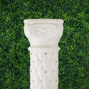2 pcs 25" tall French Decorative Columns Beaded Pedestal Stands - White PROP_ROMA_11