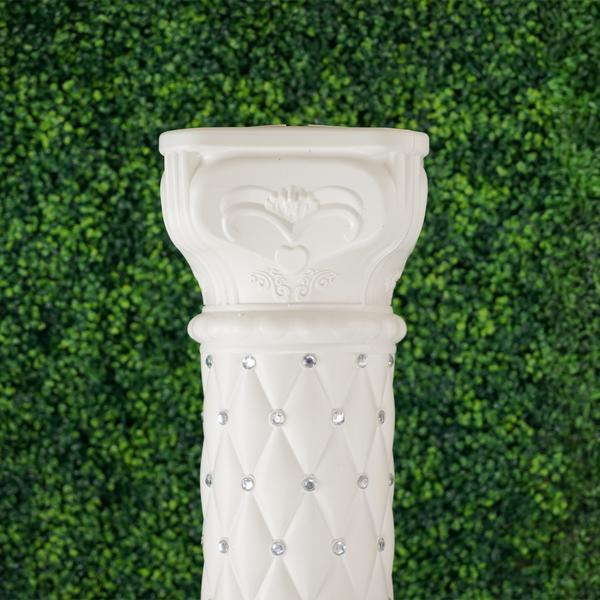 2 pcs 25" tall French Decorative Columns Beaded Pedestal Stands - White PROP_ROMA_11