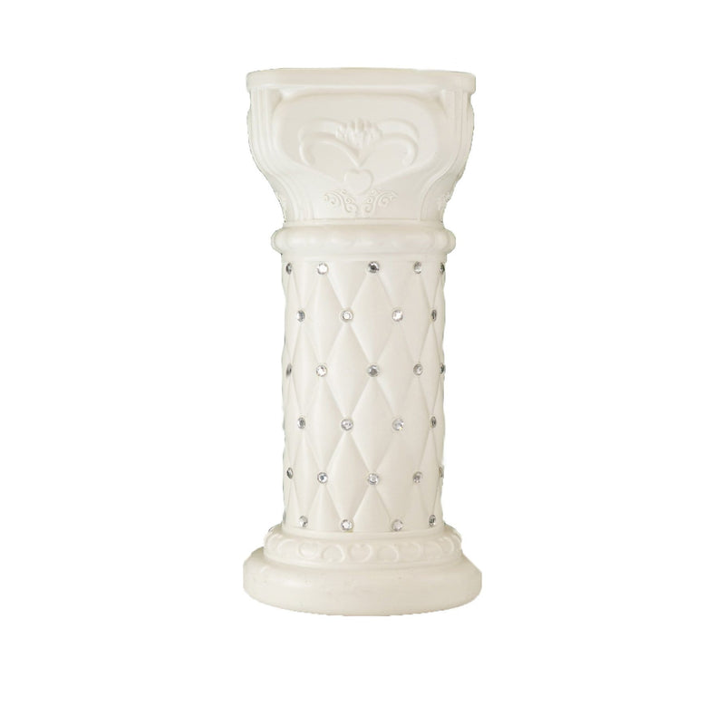 2 pcs 25" tall French Decorative Columns Beaded Pedestal Stands - White PROP_ROMA_11
