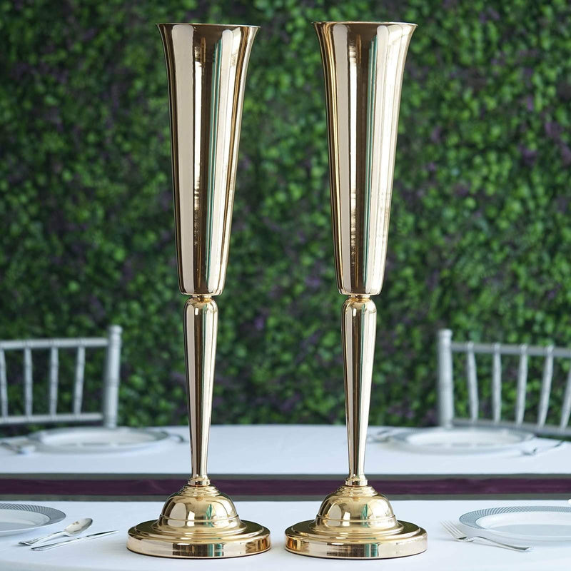 2 pcs 29" tall Vases Candle Holders Wedding Centerpieces Risers - Gold CHDLR_056_GOLD