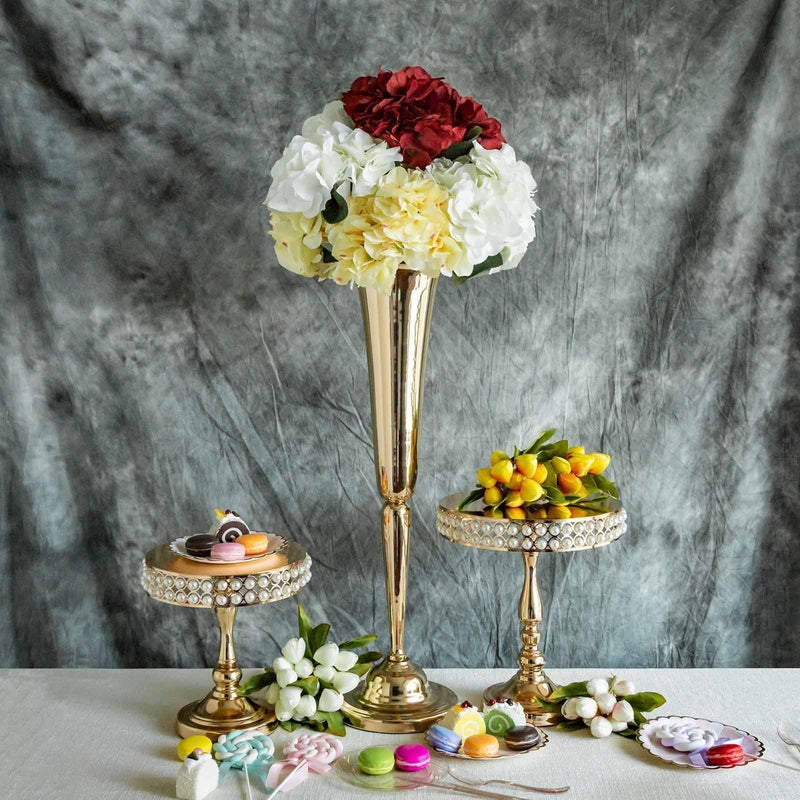 2 pcs 29" tall Vases Candle Holders Wedding Centerpieces Risers - Gold CHDLR_056_GOLD