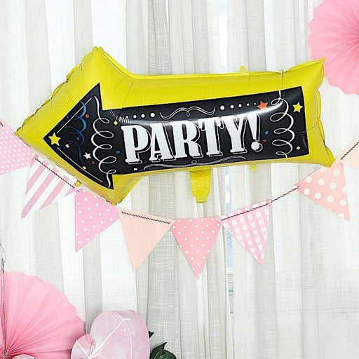 2 pcs 30" long Arrow Party Sign Mylar Foil Balloons - Yellow and Black BLOON_FOL0008_28