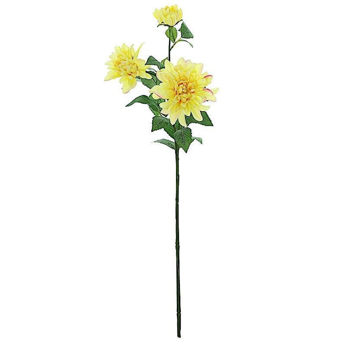 2 pcs 30" tall Silk Dahlia Flowers Stems ARTI_DAHL_001_YEL