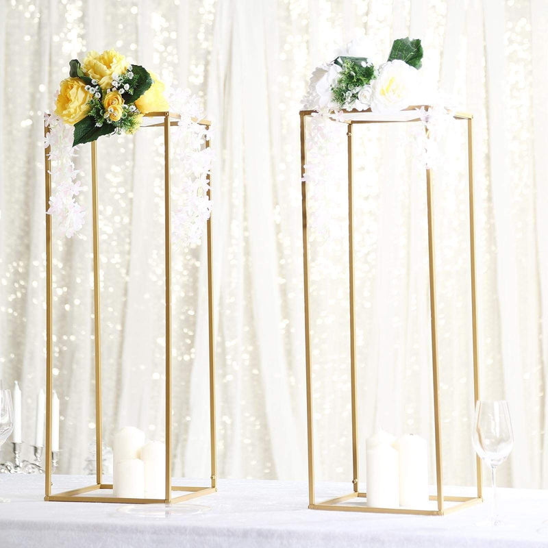 2 pcs 32" tall Geometric Metal Stands Wedding Flower Vase Holders