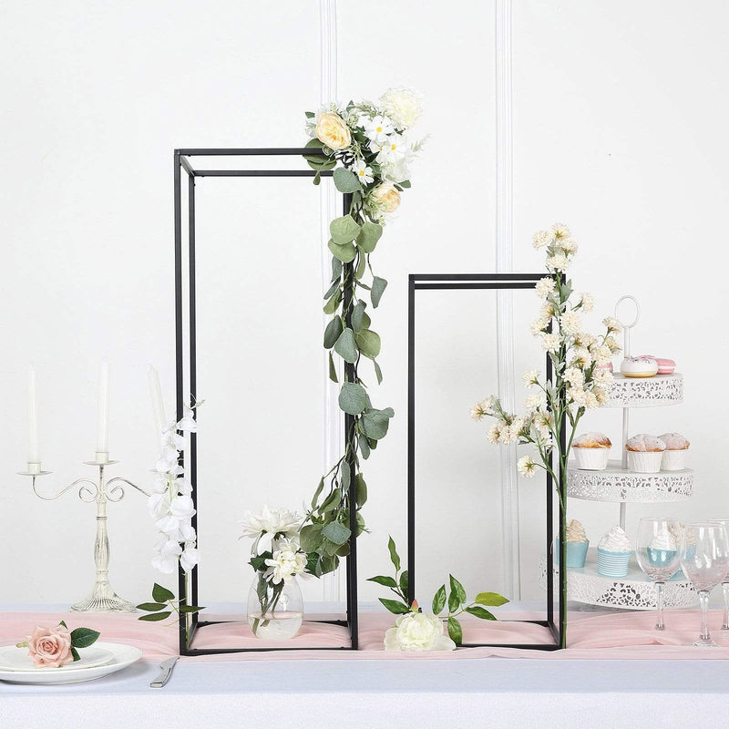 2 pcs 32" tall Geometric Metal Stands Wedding Flower Vase Holders