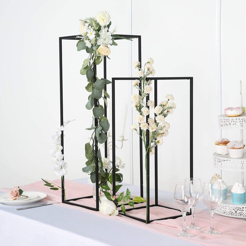 2 pcs 32" tall Geometric Metal Stands Wedding Flower Vase Holders