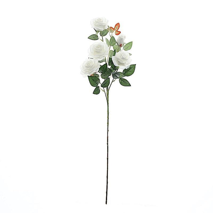 2 pcs 33" long Single Stem Silk Rose Bouquets ARTI_RS001_WHT