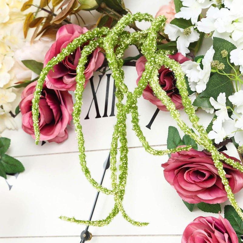 2 pcs 36" tall Artificial Plant Amaranthus Branches Strands with Leaves - Green