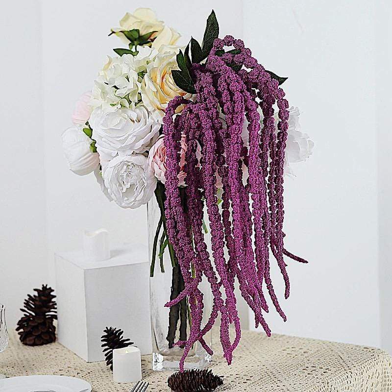 2 pcs 36" tall Artificial Plant Amaranthus Branches Strands with Leaves - Green