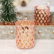 2 pcs 4" tall Round Metal Votive Candle Holder with Diamond Holes