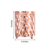 2 pcs 4" tall Round Metal Votive Candle Holder with Diamond Holes