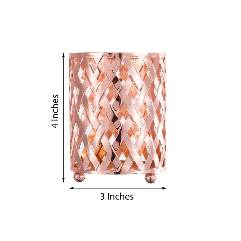 2 pcs 4" tall Round Metal Votive Candle Holder with Diamond Holes