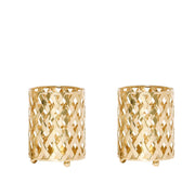 2 pcs 4" tall Round Metal Votive Candle Holder with Diamond Holes IRON_CAND_014_GOLD