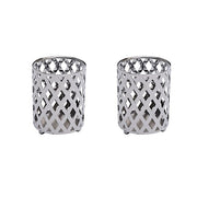 2 pcs 4" tall Round Metal Votive Candle Holder with Diamond Holes IRON_CAND_014_SILV