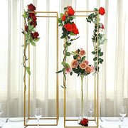 2 pcs 48" tall Geometric Metal Stands Wedding Flower Vase Holders - Matte Gold IRON_STND01_48_GOLD