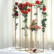 2 pcs 48" tall Geometric Metal Stands Wedding Flower Vase Holders - Matte Gold IRON_STND01_48_GOLD