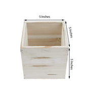 2 pcs 5" Natural Wood Square Plant Holder Boxes Centerpieces - White WOD_PLNT01_5x5_WHT1