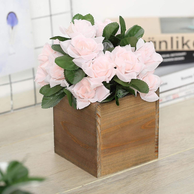 2 pcs 5" Wood Square Boxes Planter Holders Centerpieces - Brown WOD_PLNT01_5X5_NAT