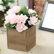 2 pcs 5" Natural Wood Square Plant Holder Boxes Centerpieces