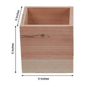 2 pcs 5" Natural Wood Square Plant Holder Boxes Centerpieces