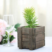 2 pcs 5" Natural Wood Square Plant Holder Boxes Centerpieces