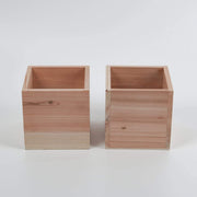 2 pcs 5" Natural Wood Square Plant Holder Boxes Centerpieces WOD_PLNT01_5X5_TAN