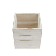 2 pcs 5" Natural Wood Square Plant Holder Boxes Centerpieces - White WOD_PLNT01_5x5_WHT1