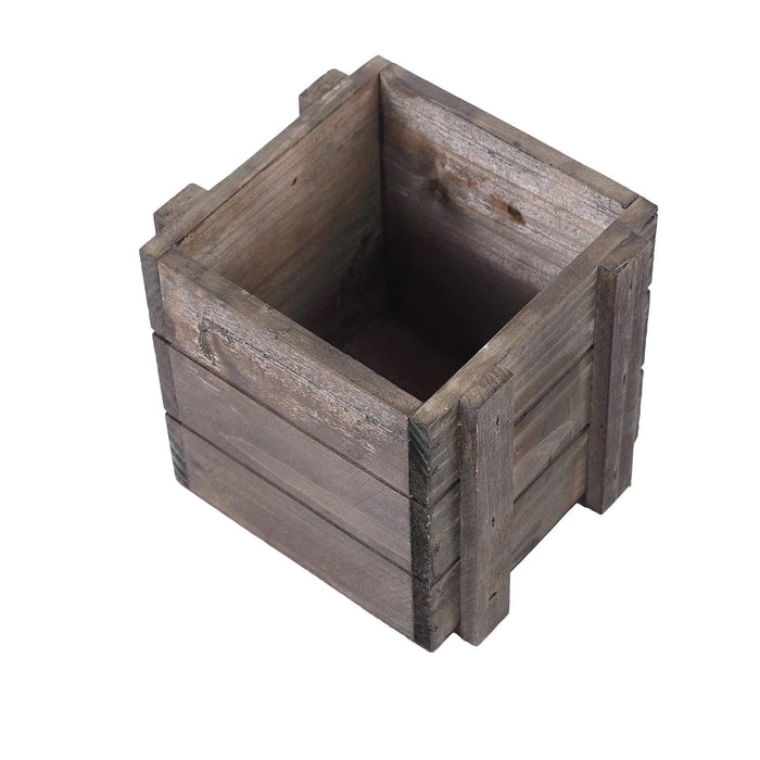 2 pcs 5" Wood Square Boxes Planter Holders Centerpieces - Dark Brown WOD_PLNT02_5X5_DKBN