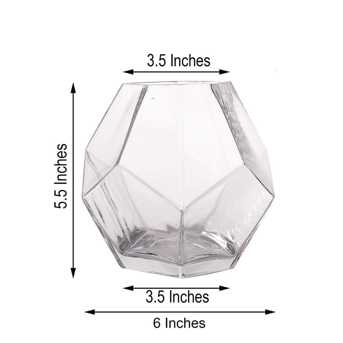 2 pcs 5" tall Glass Geometric Terrarium Vases - Clear VASE_A30_5