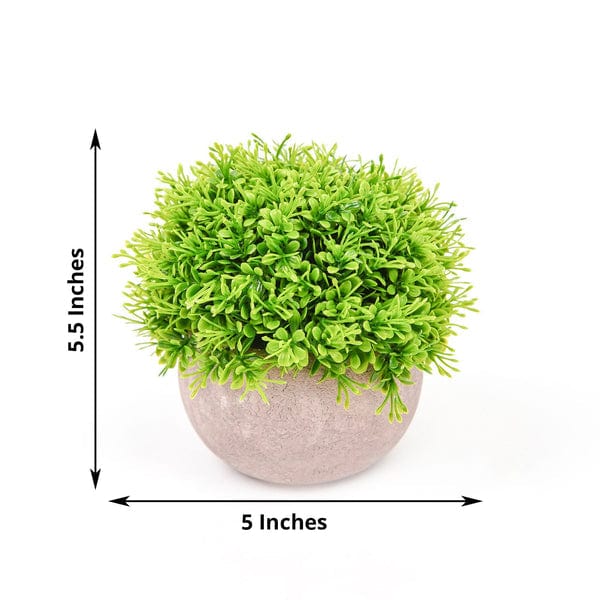 2 pcs 5" tall Mini Potted Boxwood Topiary Artificial Plants - Green and Gray ARTI_GRN_PT002_01
