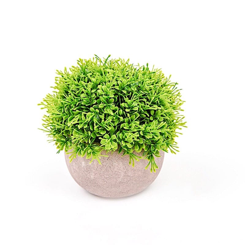 2 pcs 5" tall Mini Potted Boxwood Topiary Artificial Plants - Green and Gray ARTI_GRN_PT002_01