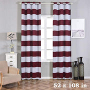 2 pcs 52" x 108" Cabana Stripe Blackout Grommet Window Curtains Drapes Treatments CUR_PANMIC07_52108_BURG