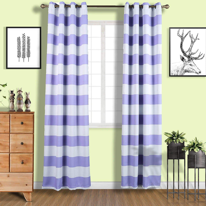 2 pcs 52" x 108" Cabana Stripe Blackout Grommet Window Curtains Drapes Treatments CUR_PANMIC07_52108_LAV