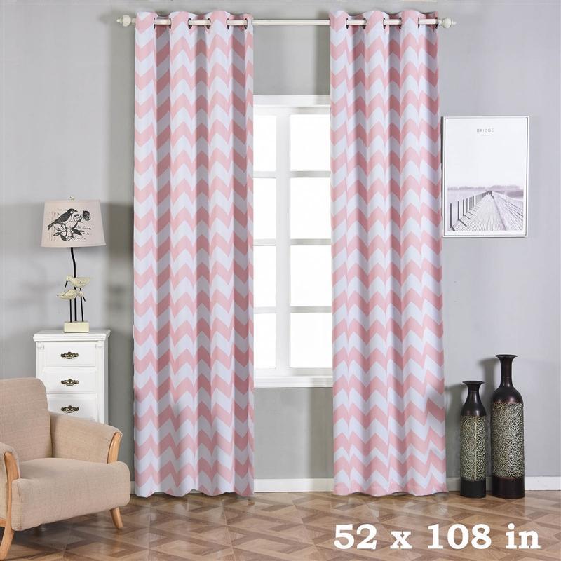 2 pcs 52" x 108" Chevron Blackout Thermal Grommet Window Curtains Drapes Treatments CUR_PANMIC05_52108_046