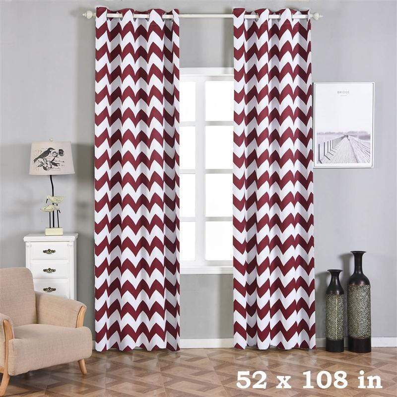 2 pcs 52" x 108" Chevron Blackout Thermal Grommet Window Curtains Drapes Treatments CUR_PANMIC05_52108_BURG