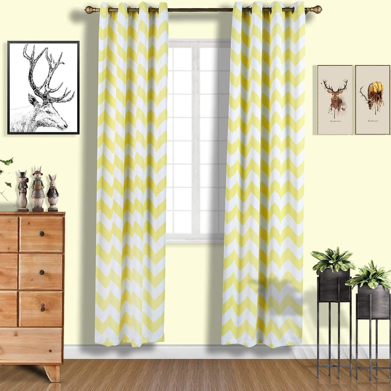 2 pcs 52" x 108" Chevron Blackout Thermal Grommet Window Curtains Drapes Treatments CUR_PANMIC05_52108_YEL