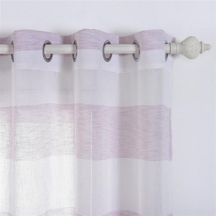 2 pcs 52" x 108" Faux Linen Sheer Stripe Window Curtains Drapes Panels