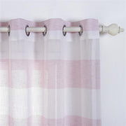 2 pcs 52" x 108" Faux Linen Sheer Stripe Window Curtains Drapes Panels