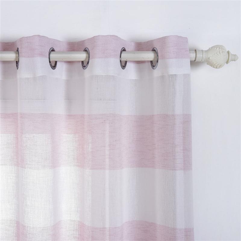 2 pcs 52" x 108" Faux Linen Sheer Stripe Window Curtains Drapes Panels