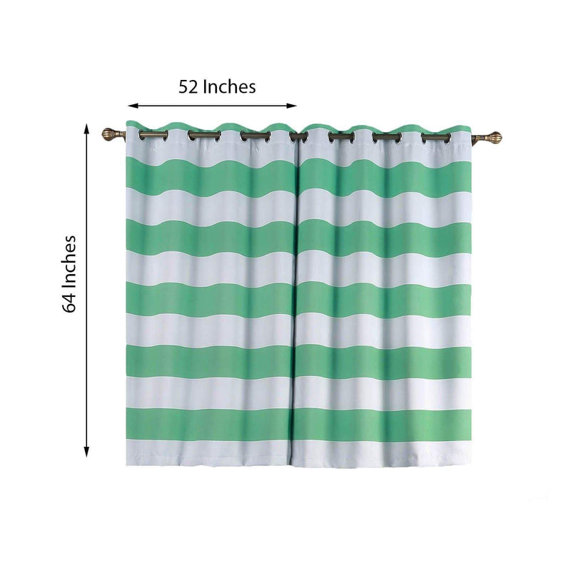 2 pcs 52" x 64" Cabana Stripe Blackout Grommet Window Curtains Drapes Treatments