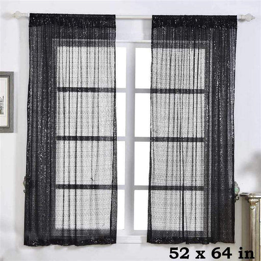 2 pcs 52" x 64" Sequined Window Curtains Drapes Panels Backdrop CUR_PANSEQ04_5264_BLK
